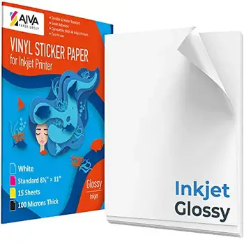 Matte White AWEELON 30Pcs Printable Vinyl Sticker Paper for Inkjet Printer Matte White AWEELON 30Pcs Printable Vinyl Sticker Paper for Inkjet Printer