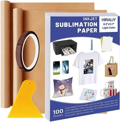 Sublimation papers with tape and other equipment