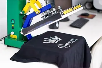 green heat press with black shirt printed queen